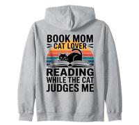 Book Mom Cat Lover Reading While The Cat Judges Me Zip Hoodie