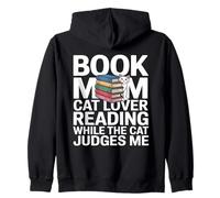 Book Mom Cat Lover Reading While The Cat Judges Me Zip Hoodie