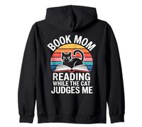 Book Mom Cat Lover Reading While The Cat Judges Me Zip Hoodie