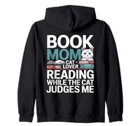 Book Mom Cat Lover Reading While The Cat Judges Me Zip Hoodie