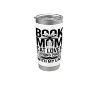 Book Mom Cat Lover Turning Pages with My Cat Stainless Steel Insulated Tumbler