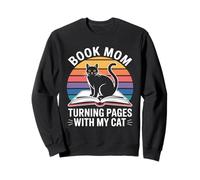 Book Mom Cat Lover Turning Pages With My Cat Sweatshirt