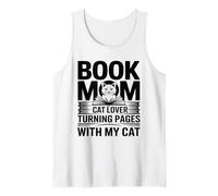 Book Mom Cat Lover Turning Pages with My Cat Tank Top