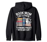 Book Mom Cat Lover Turning Pages With My Cat Zip Hoodie