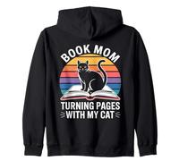 Book Mom Cat Lover Turning Pages With My Cat Zip Hoodie