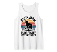 Book Mom Purrfectly Lost in Stories Cat Reading Tank Top