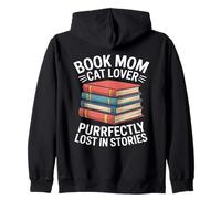 Book Mom Purrfectly Lost In Stories Cat Reading Zip Hoodie