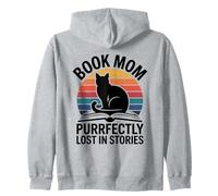 Book Mom Purrfectly Lost In Stories Cat Reading Zip Hoodie