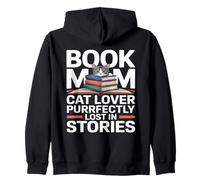Book Mom Purrfectly Lost In Stories Cat Reading Zip Hoodie