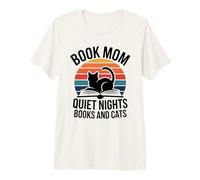 Book Mom Quiet Nights Books and Cats Reading Premium T-Shirt