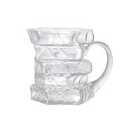 Book Mug - Glass Books Stack Coffee Cup Collection - Exquisite Reading Bookish Items Hot or Cold Brews Holder for Bookworm Writers Teachers Women Men Friends Family