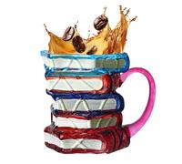Book Mug, Glass Coffee Cup, Cute Books Stack with Handle 4.72x4.13x3.54 Inches for Writers, Teachers, Friends, Family, Literature Lovers, Women, Men, Bookworms, Daily Tea and Drinking at Office, Cafe
