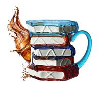 Book Mug Glass, Stack Coffee Cup, 4.72x4.13x3.54 Inches Cute Bookish Items, Drinkware Holder for Writers Teachers Friends Family Literature Lovers Women Men Bookworm Daily Beverages Enjoyment
