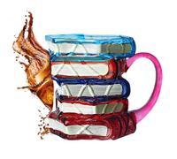 Book Mug, Glass Stack Coffee Cup, Book Themed Drinkware, Cute Literary Collection for Writers Teachers Friends Family Literature Lovers Women Men Bookworms Daily, Tea Drinks