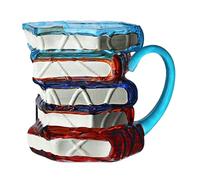 Book Mug, Stained Glass Books Stack Coffee Mug, 4.72x4.13x3.54 Inches Comfortable and Practical, Tea Cup for Writers Teachers Bookworms, Reading Accessory Gift for Men Women Friends Family, Readers
