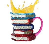 Book Mug, Stained Glass Books Stack Coffee Mug, 4.72x4.13x3.54 Inches Comfortable and Practical, Tea Cup for Writers Teachers Bookworms, Reading Accessory Gift for Men Women Friends Family, Readers
