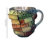 Book Mug with Handle | Stainless Steel Lined Resin Novelty Coffee Cup | Insulated Lover Mugg | Gift for Readers | Hot Cold Drink Travel Tumbler | Decorative Literature Mugg | 300ml Series Mug