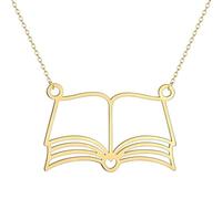 Book Necklace - Bookish Gifts, Book Lover Gifts, Book Lovers Gifts for Women, Book Jewelry for Women, Stainless Steel Bookworm Pendant Necklace for Book Lovers Students Librarians Teacher Gifts