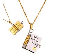 Book Necklace | My Little Star Book-Necklace Titanium Steel Pendant Decorative Charm Engraved Pages | 43cm Chain Daughter Gift Stylish Jewelry for Graduation Mothers Birthday
