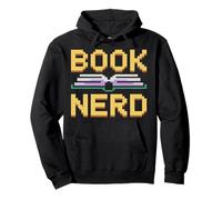 Book Nerd Retro Pixel Open Book Reading Lover Pullover Hoodie