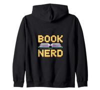 Book Nerd Retro Pixel Open Book Reading Lover Zip Hoodie