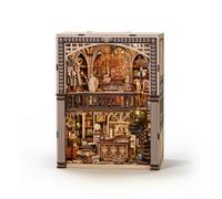 Book Niche Miniature Bookstore Shelf Diorama Kit Wooden Model Scene Craft Set Railing And Spiral Stairs Suitable for desk decor bookshelf display reading corner home decoration