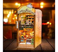 Book Nook, Booknook Kit, DIY Miniature House Set, Craft Set Adults, Nook Book 3D Puzzle Wood with LED Light and Café Bakery, Creative Bookcase Decoration Set Adults from 14+