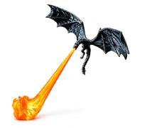 Book Nook Dragon Shelf Light, Flame Base Bookend for Fantasy Fans | 3D printed resin-style dragon with flame base and wings, a book nook ornament for shelves, gaming desks, and displays.
