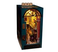 Book Nook Kit, 3D Miniature House Puzzle, Wooden Self Made Craft with LED Light, Creative Decor Model Set, Ideal for Adults, Teens, Beginners, Home Display, Bedroom, Living Room Shelf Use