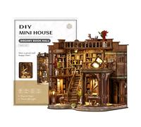 Book Nook Kit,3d wooden puzzle bookend,crafts for adults,diy book nook | with LED Light,book nook library,light up book nook,Wisdom Rings Book Archive Bookend