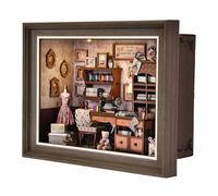 Book Nook Kit - 3D Wooden Puzzle with LED Switch Control and Wall Frame, DIY Miniature House for Beginners, Bookshelf/Tabletop/Wall Decoration for Craft Lovers, Dollhouse Gift (Lily Sewing Shop)