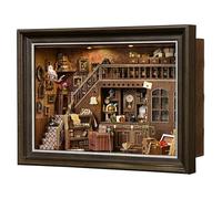 Book Nook Kit-3D Wooden Puzzle with LED Touch Control & Wall-Mountable Frame,DIY Miniature House for Beginners,Bookshelf/Tabletop/Wall Decor for Craft Lovers,Dollhouse Gift,Secret Attic