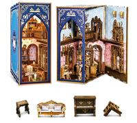 Book Nook Kit - 3D Wooden Puzzles DIY Miniature House Kit with Led Light, Dollhouse Miniature Toys for Craft Lovers Teens and Adults（Salton's Retro Bookstore）