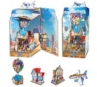 Book Nook Kit - 3D Wooden Puzzles DIY Miniature House Kit with Led Light, Dollhouse Miniature Toys for Craft Lovers Teens and Adults（Travel with The Wind）