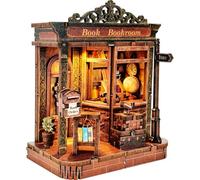 Book Nook Kit, Diy 3d Wooden Puzzles for Adults Teens Beginners, Miniature Doll House Tiny House Kit with led lights for Bookshelf Decor Gifts for Bookish Bookworm,Birthday,Family,Friends (Bookroom)