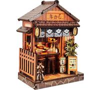 Book Nook Kit, Diy 3d Wooden Puzzles for Adults Teens Beginners, Miniature Doll House Tiny House Kit with led lights for Bookshelf Decor Gifts for Bookish Bookworm,Birthday,Family,Friends (Food)