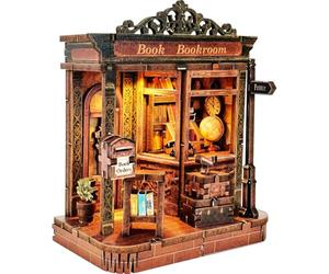 Book Nook Kit, Diy 3d Wooden Puzzles for Adults Teens Beginners, Miniature Doll House Tiny House Kit with led lights for Bookshelf Decor Gifts for Bookish Bookworm,Birthday,Family,Friends (Bookroom)