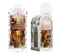 Book Nook Kit, DIY Dollhouse Booknook, DIY Miniature House Kit, 3D Wooden Puzzle Bookend Booknook Book Shelf Decoration Gift, Model Kits for Teens/Adults Building (A)