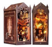 Book Nook Kit, DIY Magic Bookstore Book Corner Kit with LED Light 3D Wooden Puzzle Bookshelf Decor - Library