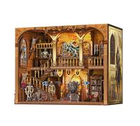 Book Nook Kit - DIY Medieval Castle Book Corner for Adults & Teenagers, 3D Wooden Puzzle Bookshelf Insert with LED Lights, Unique Creative Craft Gift for Home Decor & Model Making