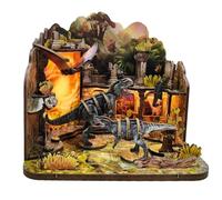 Book Nook Kit,DIY Miniature Dinosaur 3D Puzzle Kit -Book Nook With LED Light Prehistoric World Diorama For Wooden Crafts For Adults(Dinosaur Apocalypse)