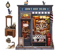 Book Nook Kit, DIY Miniature Dollhouse Kit, Booknook Building Kit | 3D Wooden Puzzle for Adults, Tiny House, Decorative Home Decor, AdultsCrafts Gifts (John's Hair Salon)