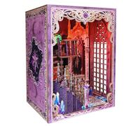 Book Nook Kit,DIY Miniature House Kit High Priestess Workshop Model Bookend Zodiac Constellation 3D Assembly Mystic Magic Theme For LED Light