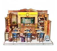 Book Nook Kit,DIY Miniature House Kit With LED Light Classroom Memories Vintage School Classroom Miniature Diorama, Handmade Model Art Craft Kit For Adults