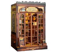 Book Nook Kit DIY Miniature Library Dollhouse, Wooden 3D Puzzle Bookshelf with LED Sensor Light, Bookend Decor for Adults and Teens （Bookcase）