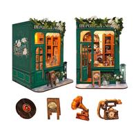 Book Nook Kit for Adults 3D Puzzle Miniature House Kit for Women Craft Lovers Booknook Bookshelf Decor DIY Model Kit with LED Light-Moments In Time(SQ-45)
