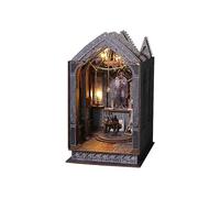 Book Nook Kit for Adults DIY Bookend Model with Dust Cover LED,3D Wooden Puzzle Crafts,Miniature Dollhouse, Bookshelf Room Decor,Teens Friends Family Birthday Gift (Quite Night Prayer)