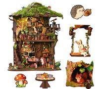 Book Nook Kit for Adults - DIY Miniature Library Decor, Forest Tea Book Club 3D Wooden Puzzle Bookend Bookshelf Insert Craft Kit for Home Decor & Gifts