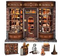 Book Nook Kit for Adults - LUMYCE 3D Wooden Puzzle Bookshelf Insert Decor, DIY Miniature House Kit to Build with LED Light, Creative Library Model Kit Ideal Birthday