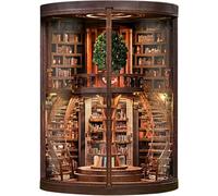 Book Nook Kit for Adults & Teens - DIY 3D Wooden Puzzle with LED Light, Miniature Bookshelf Insert & Dollhouse Craft for Adults Teens, Wisdom Ring Library Model for Home Decor & Gifts (Wisdom Rings)